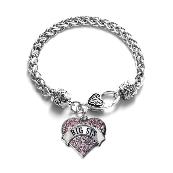 Big Sis Pink Pave Heart Charm Bracelet