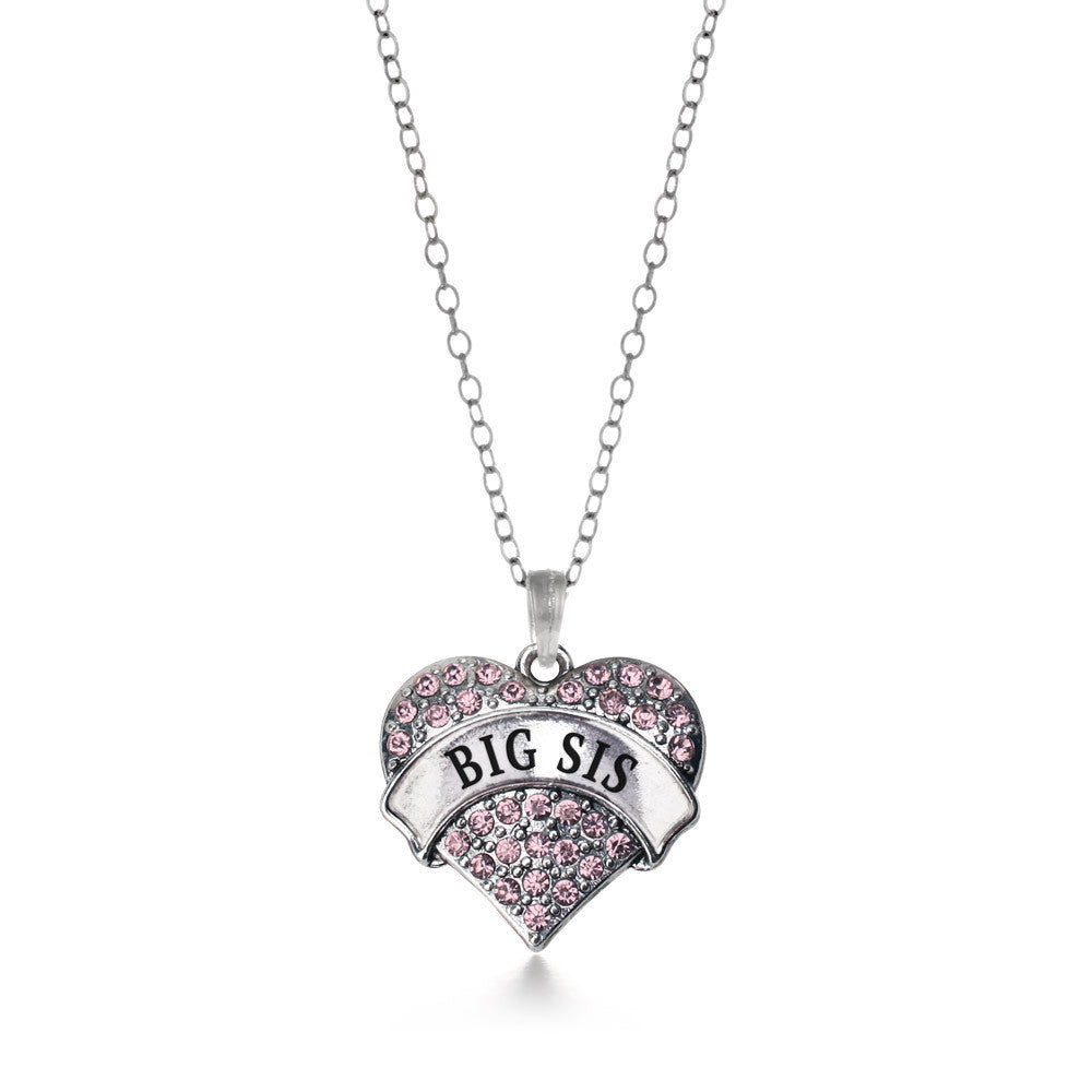 Big Sis Pink Pave Heart Necklace