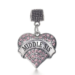 Middle Sis Pink Pave Heart Memory Charm
