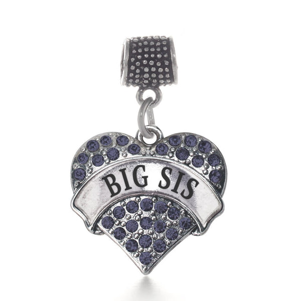 Big Sis Navy Blue Pave Heart Memory Charm