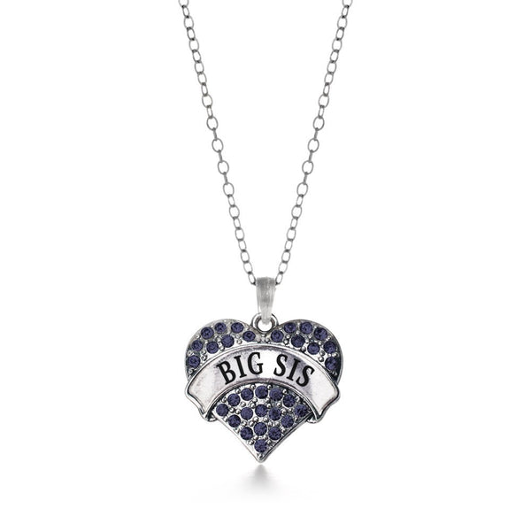 Big Sis Navy Blue Pave Heart Necklace