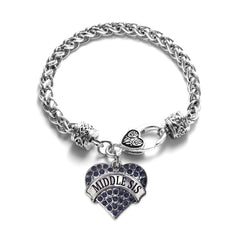 Middle Sis Navy Blue Pave Heart Charm Bracelet