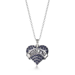 Middle Sis Navy Blue Pave Heart Necklace