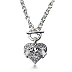 Lil Sis Pave Heart Toggle Necklace