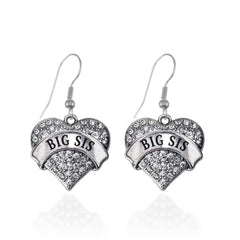 Big Sis Pave Heart Silver Earrings
