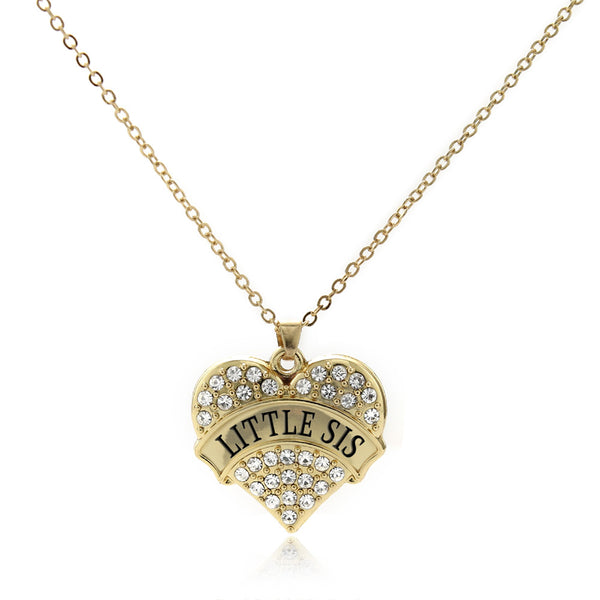 LIL SIS PAVE HEART GOLD NECKLACE