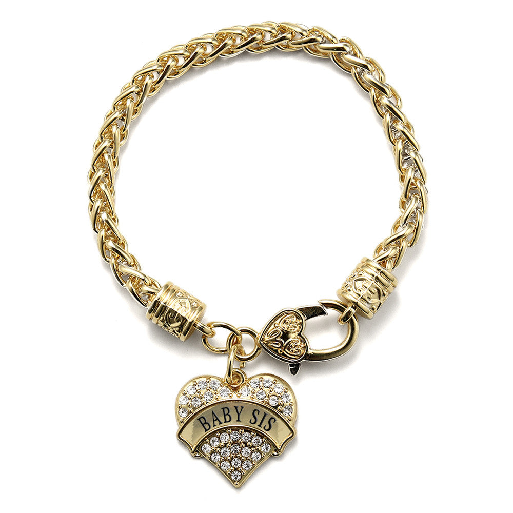 BABY SIS PAVE HEART GOLD CHARM BRACELET