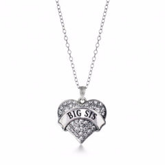 Big Sis Pave Heart Silver Necklace