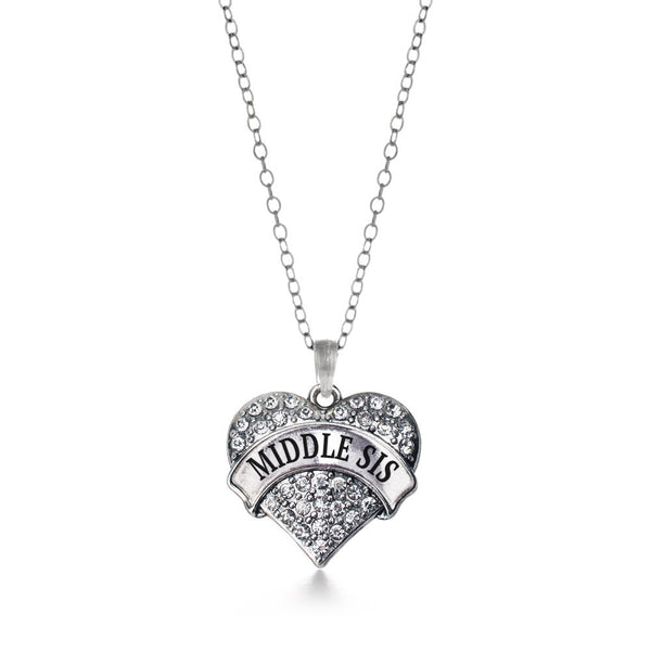 Mid Sis Pave Heart Charm Necklace- Select Your Color!