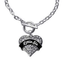 Little Sis Pave Heart Toggle Bracelet- Select Your Color!
