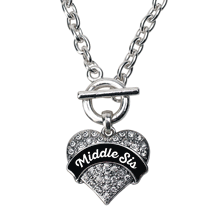 Mid Sis Pave Heart Toggle Necklace- Select Your Color!