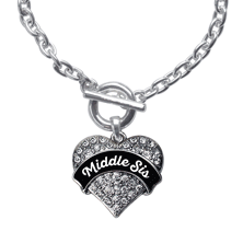 Mid Sis Pave Heart Toggle Bracelet- Select Your Color!